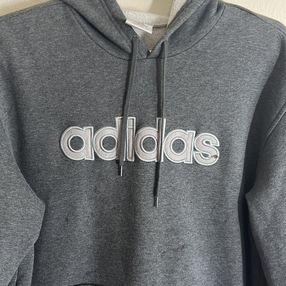 Adidas Gray Fleece Long Sleeves Pullover Hoodie - Picture 5 of 17